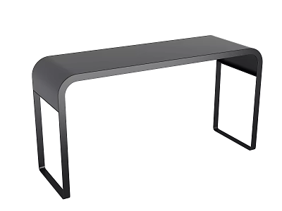 Modern Black Entryway Console Table With Sleek Curved Top And Sturdy Metal Frame Design 3d model