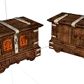 Two Vintage Wooden Chests With Metal Straps Carved Details And Classic Design