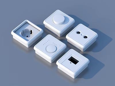 White Square Electrical Sockets Switches Functional Modern Home Living Accessories for Daily Use 3d model