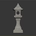 Traditional Stone Lantern With Pagoda Style Roof And Carved Base Design