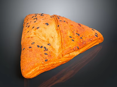 Triangular Golden Brown Bread With Black And Red Seeds And Toasted Texture 3d model