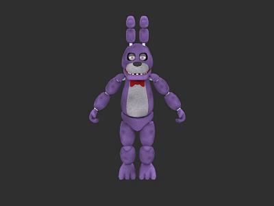 Purple Cartoon Rabbit Electric Toy With Red Bowtie And Mechanical Joints 3d model