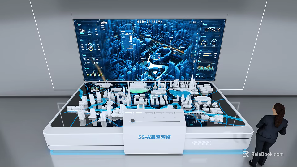 Smart City Sand Table With 5G AI Technology And Digital Urban Data 3d model 