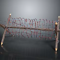 Handmade Scenic Structure with Pointed Wooden Sticks and Colored String Net Design