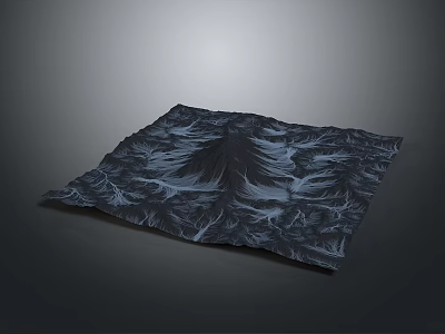 Mountain Landscape Square Decor With Dark Background And Blue Gray Lava Flow Patterns 3d model