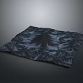 Mountain Landscape Square Decor With Dark Background And Blue Gray Lava Flow Patterns