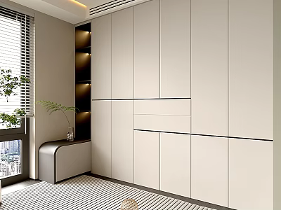 Modern Entryway Interior Design With White Entryway Cabinet And Side Cabinet 3d model