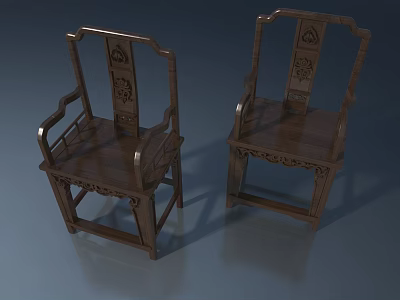 Chinese Style Carved Wooden Swing Door For Home Interior Decoration 3d model