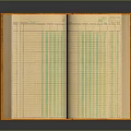 Open Book With Orange Cover And Inner Pages Featuring Green Yellow Striped Lines