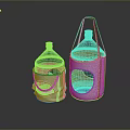 Portable Transparent Bottles With White Mesh Sleeves And Handles For Easy Carrying