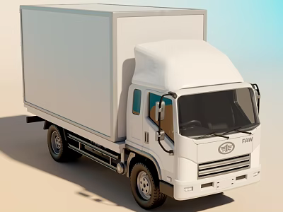 White Commercial Box Truck With Delivery Transport Cab And Body Structure 3d model