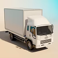 White Commercial Box Truck With Delivery Transport Cab And Body Structure