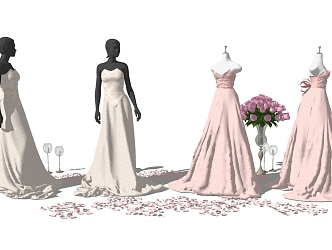 Modern Model Wedding Dress Model 3d model