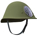 Classic Green Helmet With Two Rivets Curved Brim And Black Strap Design