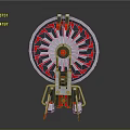 Modern Water Vehicle With Large Red And Black Propulsion Wheel And Futuristic Design