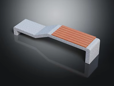 Modern Outdoor Bench with Concrete Frame and Wooden Slats Design for Gardens and Patios 3d model