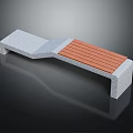 Modern Outdoor Bench with Concrete Frame and Wooden Slats Design for Gardens and Patios