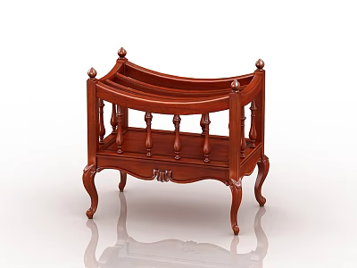 Elegant Classic Wooden Bookcase With Carved Details Curved Top And Decorative Legs 3d model