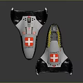 Pair Of Swiss Sports Equipment With Red Cross Logo White And Black Design