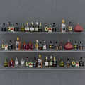 Liquor Rack With Multiple Shelves Displaying Different Types Of Alcohol Bottles