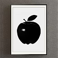 Stylish Black Apple Artwork With Leaf On White Background Framed Wall Decor 3d model