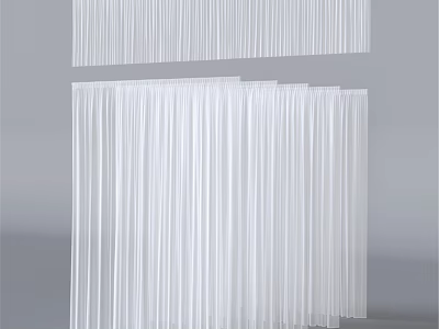 White Modern Curtains With Lightweight Vertical Fabric Design For Windows 3d model