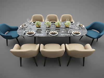 Modern Dining Table and Chair Combination Dining Table 3d model Modern Dining Table and Chair Combination Dining Table 3d model