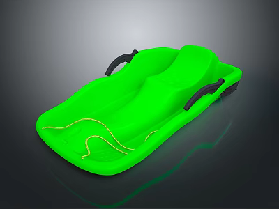 Green Two Seat Sled With Black Handles For Safe Winter Sliding Fun 3d model Green Two Seat Sled With Black Handles For Safe Winter Sliding Fun 3d model