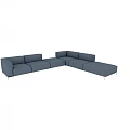 Gray L shaped Modern Sectional Sofa With Modular Design And Metal Legs 3d model
