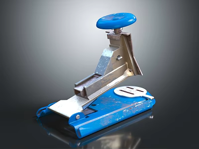 Blue Metal Handheld Punch Tool With Ergonomic Handle And Sturdy Base 3d model