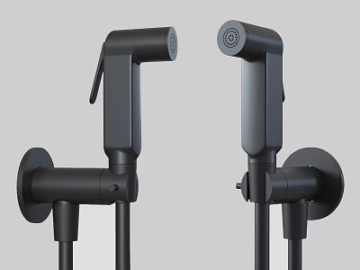 Sleek Modern Black Wall Mounted Faucets For Contemporary Bathroom Design 3d model