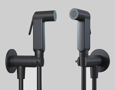 Sleek Modern Black Wall Mounted Faucets For Contemporary Bathroom Design 3d model