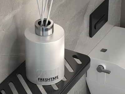 FRESH TIME Modern Aromatherapy Diffuser Bottle With Black Shelf In Bathroom Setting 3d model