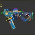 Stylish Blue and Yellow Gun Weapon Featuring Pirate Theme and Decorative Elements