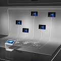 Interactive Multi Screen Control System With Digital Displays And Interface Panel 3d model