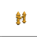 Two Yellow Fire Hydrants Emergency Safety Equipment on Black Background 3d model