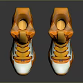 Orange And White High Top Sneakers With Modern Geometric Design And Stylish Sleek Texture