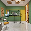 Vinyl Record Store Interior With Green Walls Display Shelves And Workstation