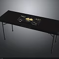 Professional Electronic Control Panel Placed On Foldable Dark Wood Table With Portable Design