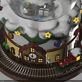 Festive Snow Globe Decor With Christmas Tree Small House Train Clock And Stars
