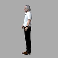 Man Standing In White Short Sleeve Shirt Black Pants Brown Shoes And Watch