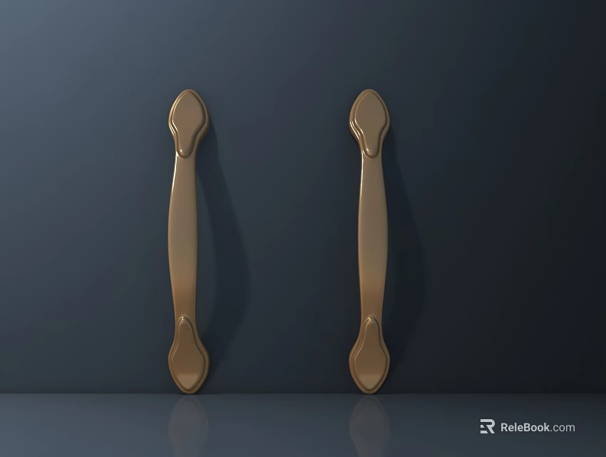 Golden Modern Door Handles On Dark Background With Sleek Design And Elegant Look 3d model 