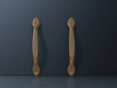 Golden Modern Door Handles On Dark Background With Sleek Design And Elegant Look 3d model