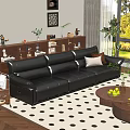 Mid-ancient style multi-seat sofa coffee table 3d model