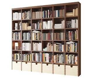 Bookcase, bookshelf, books and periodicals 3d model