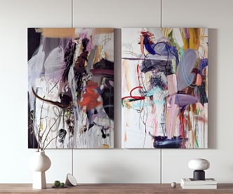 Modern abstract painting hanging painting decorative painting 3d model