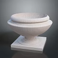 Elegant Stone Garden Ornament Planter With Double Layer Design And Square Base 3d model