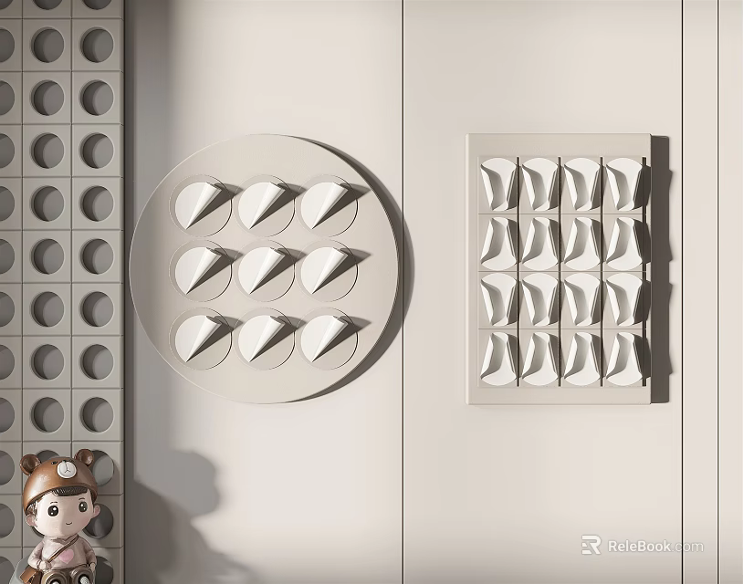 Modern Wall Decor With Circular And Rectangular 3D Geometric Patterns For Interior Walls 3d model 