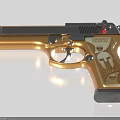 Walther S814 Gold Black Pistol With Red Sight And Metallic Finish Design