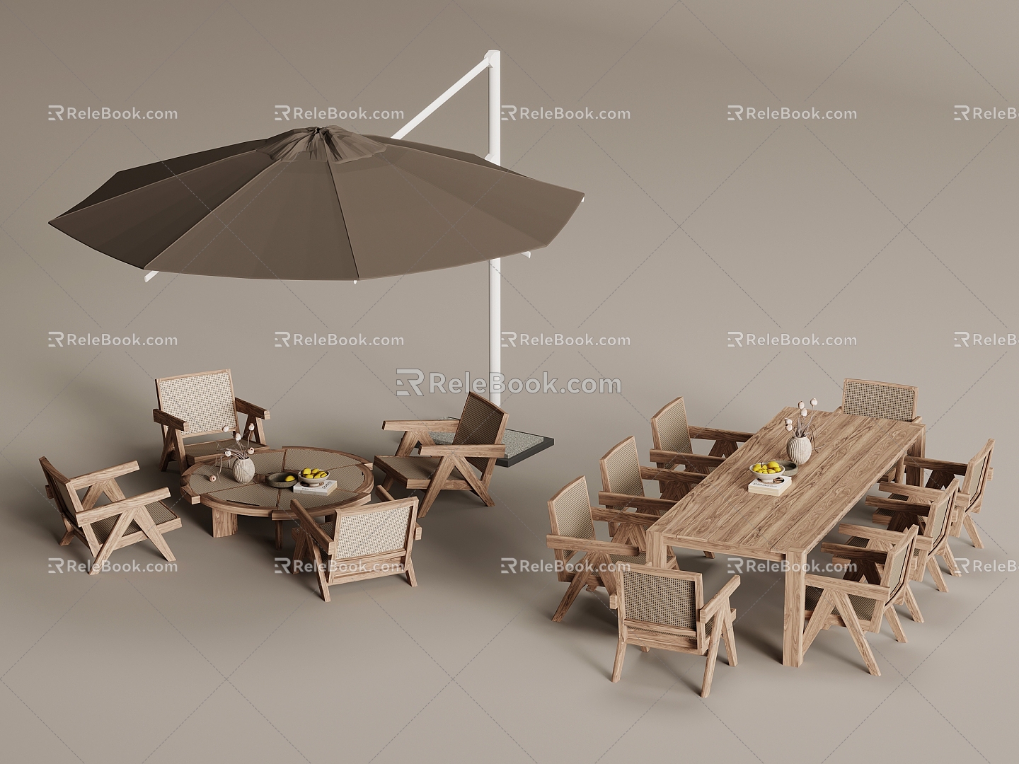 Modern Log Outdoor Table and Chair Outdoor Dining Table Sunshade Outdoor Leisure Table and Chair model